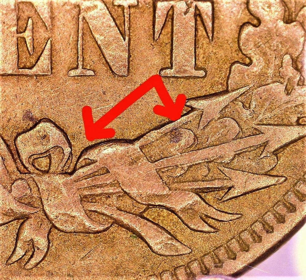 1862 Indian Head Penny FS-802 Doubled Die Reverse Snow-6 showing doubling in leaf elements and ONE CENT lettering